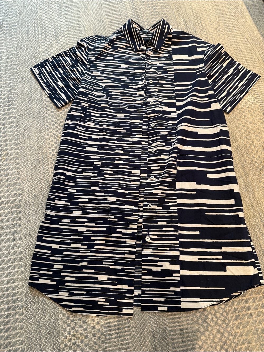 Jil Sander navy and White Patterned Midi Dress